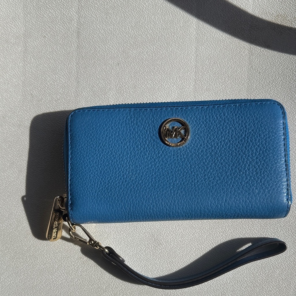 Michael Kors Blue Leather Wristlet